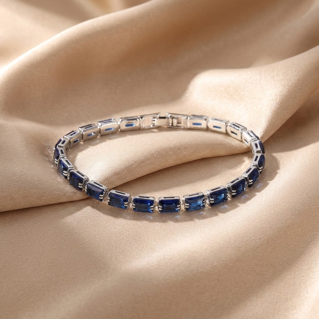 Pulsera de Zafiro Mireya | Oro Blanco