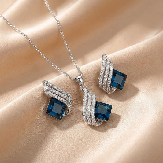 Set de Joyería de Zafiro Solar | Oro Blanco