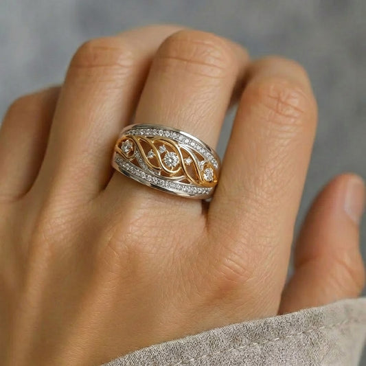 Anillo Hueco de Oro y Plateado